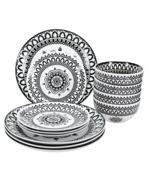 Arabesque 12-Piece Dinnerware Set, Service for 4