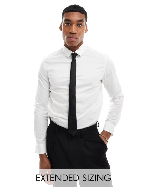 ASOS DESIGN easy iron slim fit poplin shirt in white