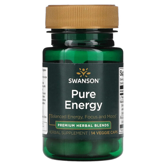Энергетик Swanson Pure Energy, 14 капсул (Овощных)