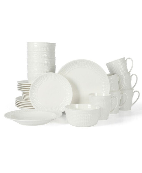 Сервировка стола Martha Stewart Набор посуды из 30 предметов Basket Weave, обслуживание для 6 человек