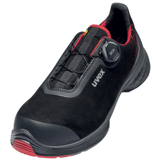 Безопасные ботинки Uvex 68402 для взрослых универсального цвета черный и красный, S3-SRC-ESD, с шнуровкой Speed.