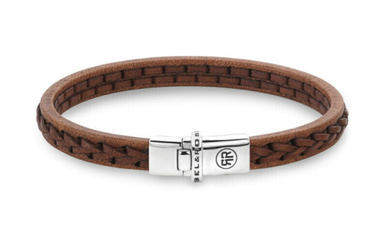 Stranded Cognac Brown Leather Bracelet RR-L0156-S