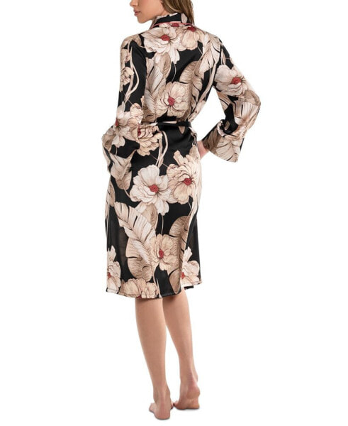 Women's Printed Satin Wrap Robe