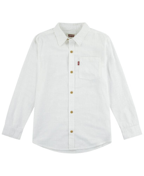 Big Boys Slub Long Sleeve Woven Shirt