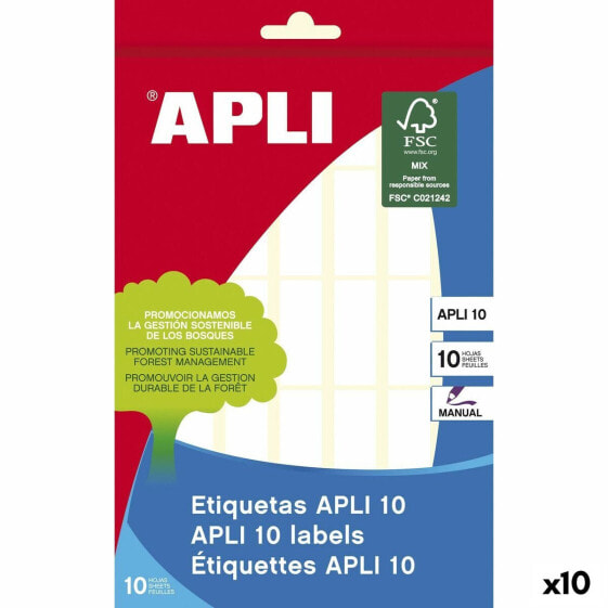 Клейкие этикетки APLI 10 Белые бумажные 10 Листов 12 x 30 мм (10 штук)