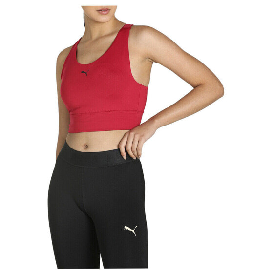 Puma Mid Impact AllIn Long Line Sports Bra Womens Red Casual 521113-33