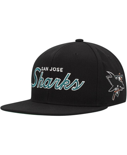 Men's Black San Jose Sharks Core Team Script 2.0 Snapback Hat