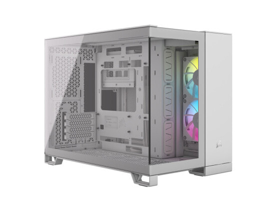 CORSAIR iCUE LINK 2500X RGB Micro ATX Dual Chamber PC Case – White – Two Tempere