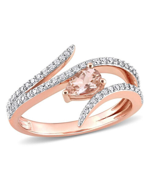 Кольцо Macy's Rose Gold Plated Morganite and Diamond Open Wrap