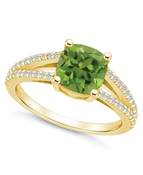 Peridot and Diamond Accent Ring in 14K Yellow Gold