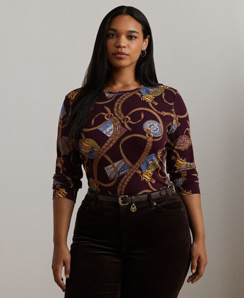 Plus Size Printed Long-Sleeve Tee