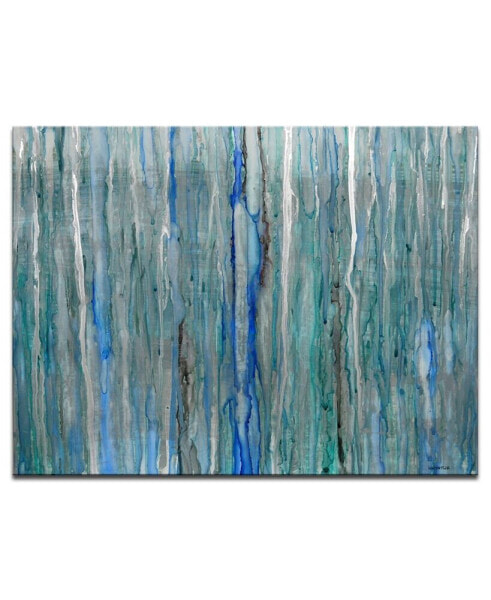 'Rain' Abstract Blue Canvas Wall Art, 20x30"