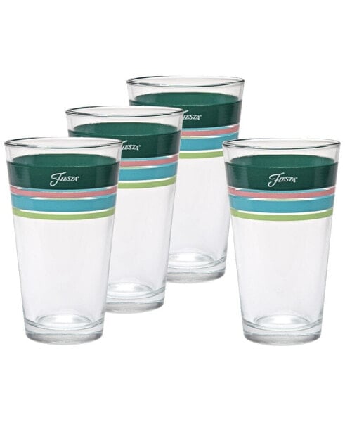 Tropical Edgeline 16-Ounce Tapered Cooler Glass, Set of 4
