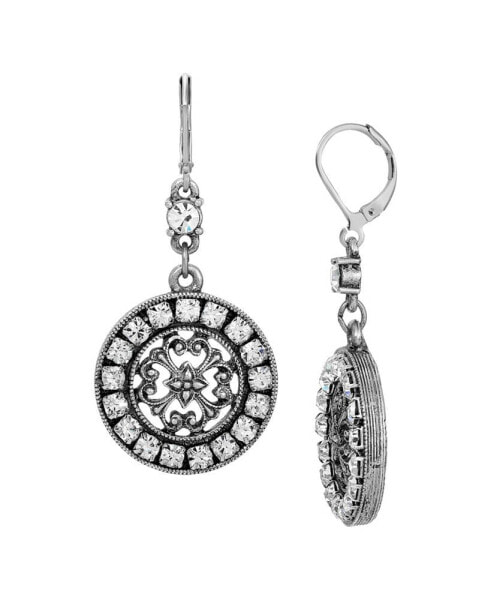 Crystal Round Filigree Drop Earrings