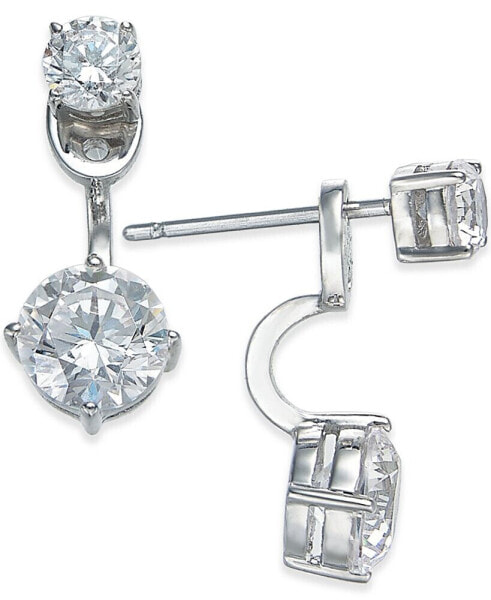 Silver-Tone Double Crystal Front Back Earrings, Created for Macy's