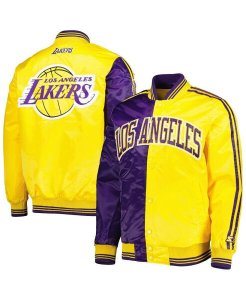Men's Purple, Gold Los Angeles Lakers Fast Break Satin Full-Snap Jacket