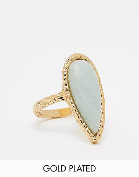 ASOS DESIGN Curve Limited Edition 14k gold plated ring with semi precious stone