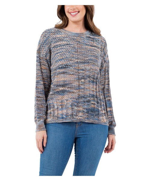 Studio Women's Patchwork Spacedye Long Sleeve Sweater