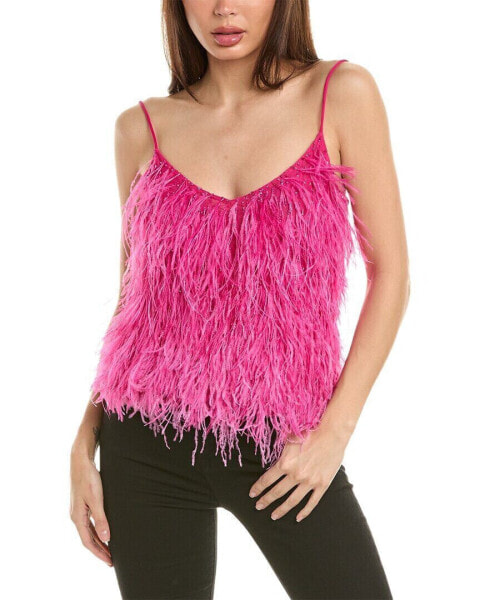 Топ брендовый EMILY SHALANT Feather Spaghetti Strap Cami женский