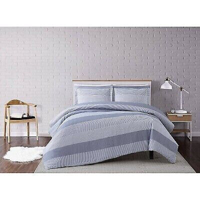 King 3pc Multi Stripe Duvet Cover Set Gray - Truly Soft