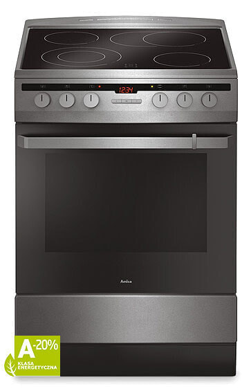 Amica 618CE3.434HTaKDQ Xx Freestanding cooker Ceramic Stainless steel A-20%