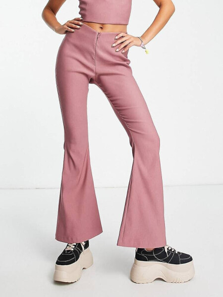 COLLUSION bengaline flare trouser co-ord in pink