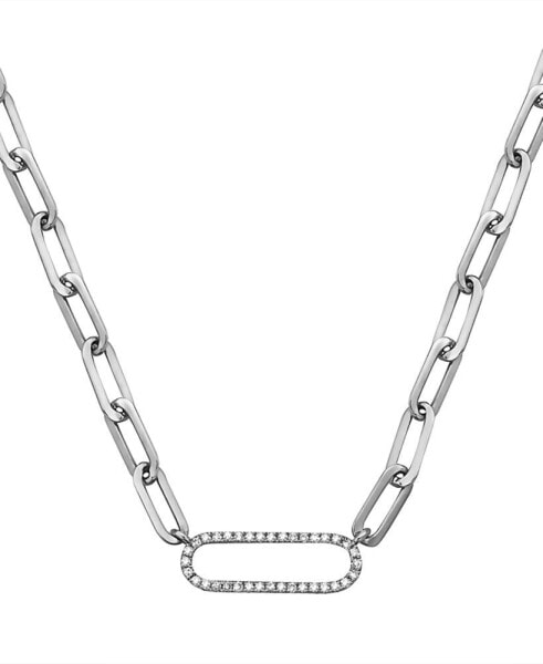 EFFY® Diamond Oval Link Paperclip 18" Chain Necklace (1/8 ct. t.w.) in Sterling Silver