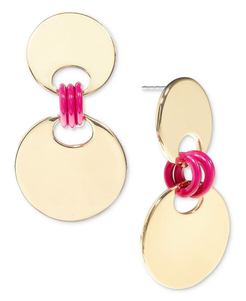 Gold-Tone Disc & Color Ring Drop Earrings, Created for Macy's
