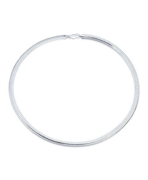 Contoured 6MM Snake Flexible Omega Chain .925 Sterling Silver Herringbone Choker Collar Necklace For Women 16 Inch