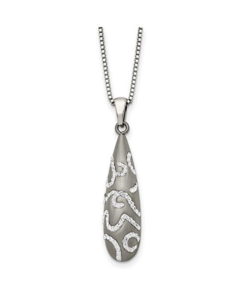 Polished with Crystal Teardrop Pendant on a Box Chain Necklace
