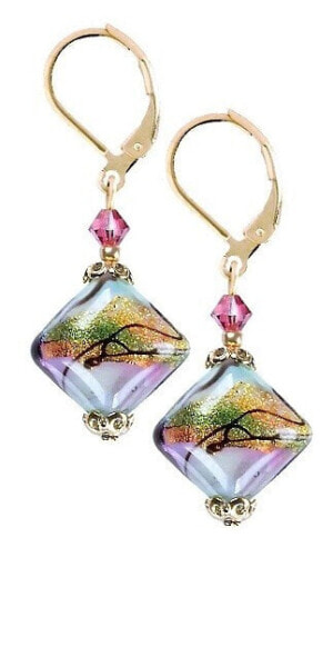 Beautiful Hi Elegance earrings with 24 carat gold in Lampglas ERO9 pearls