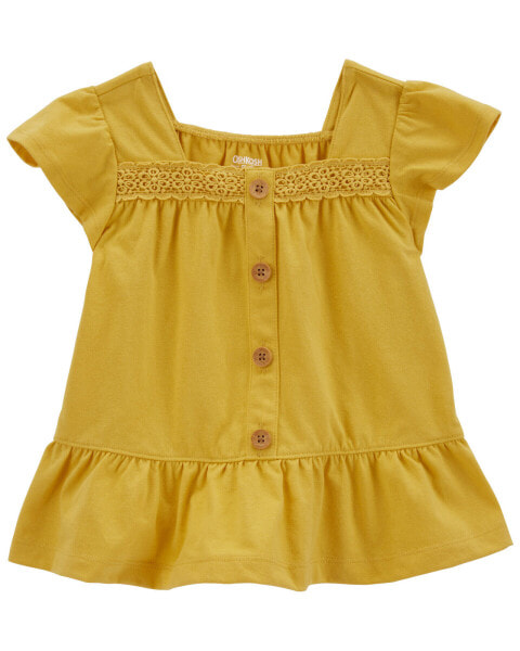 Baby Crochet Flutter Button-Front Shirt 18M