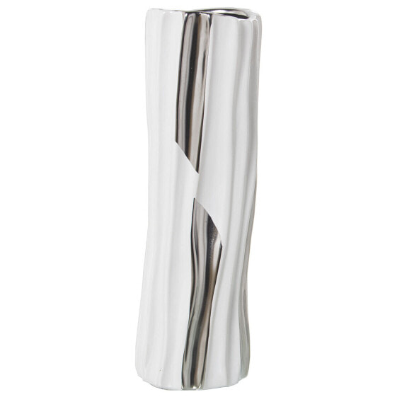 Vase Alexandra House Living White Silver Ceramic 11 x 10 x 33 cm