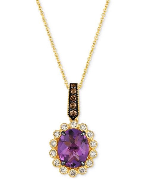 Le Vian grape Amethyst (2-1/3 ct. t.w.) & Diamond (1/3 ct. t.w.) Oval Halo Pendant Necklace in 14k Gold, 18" + 2" extender