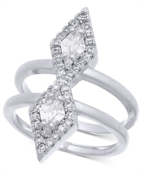 Silver-Tone Cubic Zirconia Triangle Double Row Ring, Created for Macy's
