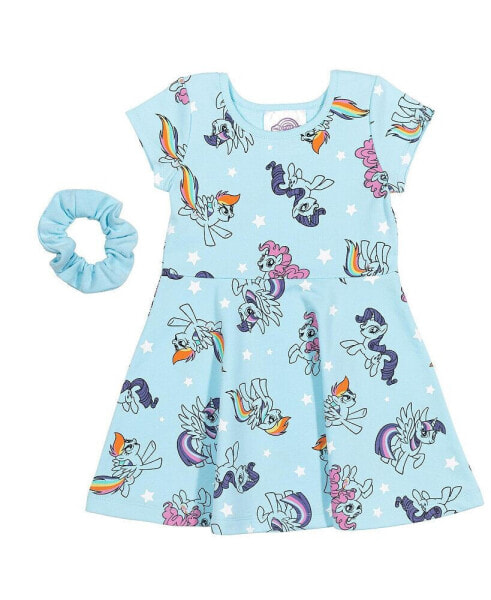 Girls Short Sleeve Dress with Scrunchy [SizeDescription1]