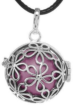Women´s necklace Jingle Bell Small flowers - purple K2SF18