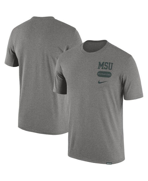 Men's Heather Gray Michigan State Spartans Campus Letterman Tri-Blend T-shirt