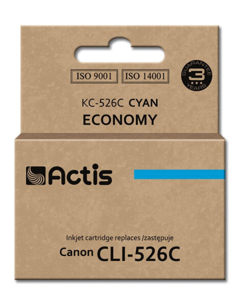 Actis KC-526C ink (replacement for Canon CLI-526C; Standard; 10 ml; cyan) - Standard Yield - Dye-based ink - 10 ml - 520 pages - 1 pc(s) - Single pack