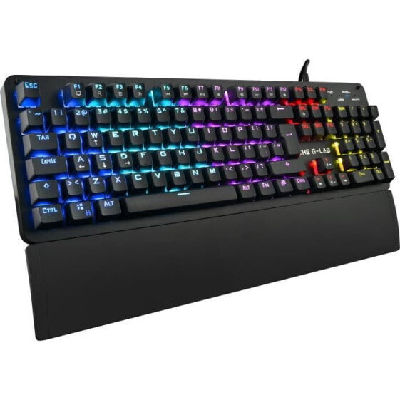 THE G-LAB Gaming Carbon Tastatur mit Hintergrundbeleuchtung - Switch Blues - Handgelenksttze - FR