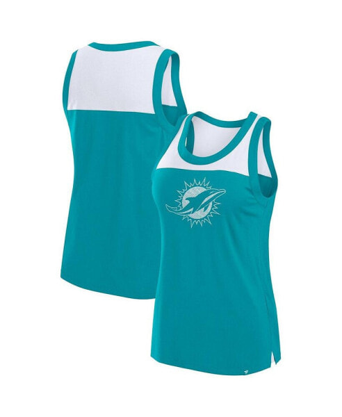 Women's Aqua Miami Dolphins Sequin Tank Top