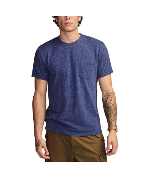 Men's Linen Short Sleeve Pocket Crew Neck Tee Shirt