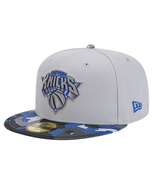 Бейсболка с козырьком активного цвета New Era New York Knicks серого цвета 59FIFTY