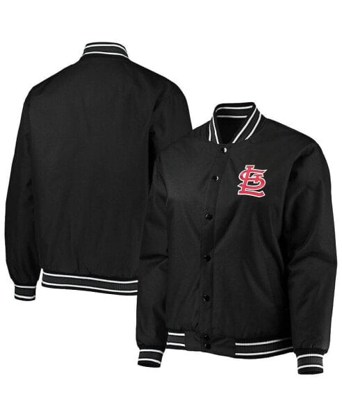 Women's Black St. Louis Cardinals Plus Size Poly Twill Full-Snap Jacket