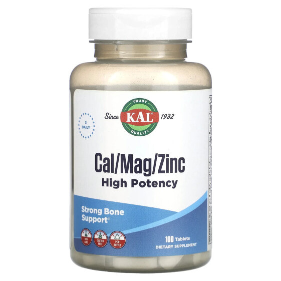 Cal/Mag/Zinc, High Potency , 100 Tablets