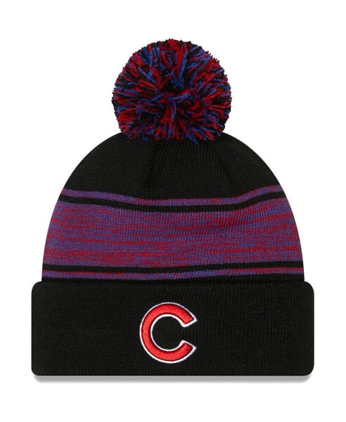 Men's Black Chicago Cubs Chilled Cuffed Knit Hat with Pom