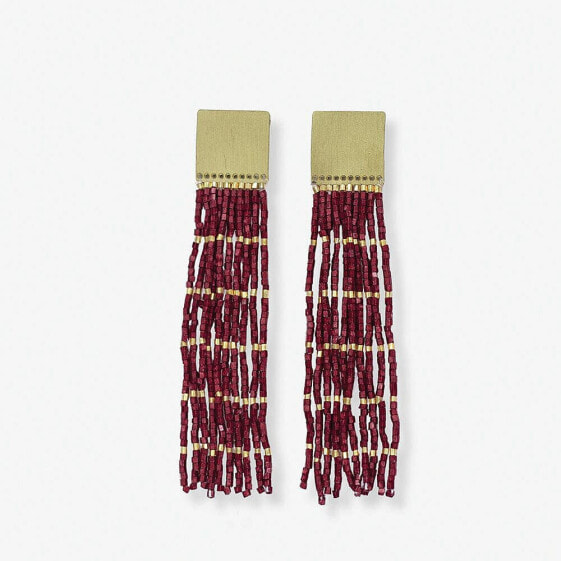 INK + ALLOY Harlow Brass Top Solid With Gold Stripe Beaded Fringe Earrings