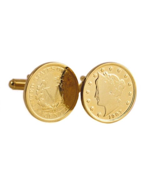 Запонки American Coin Treasures Монета-значок Леди Либерти, покрытая золотом