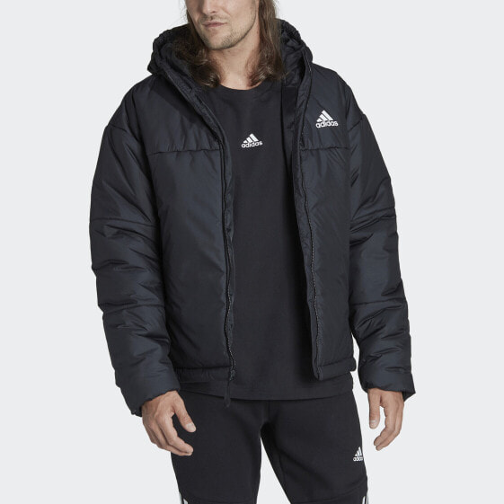 adidas men BSC 3-Stripes Puffy Hooded Jacket