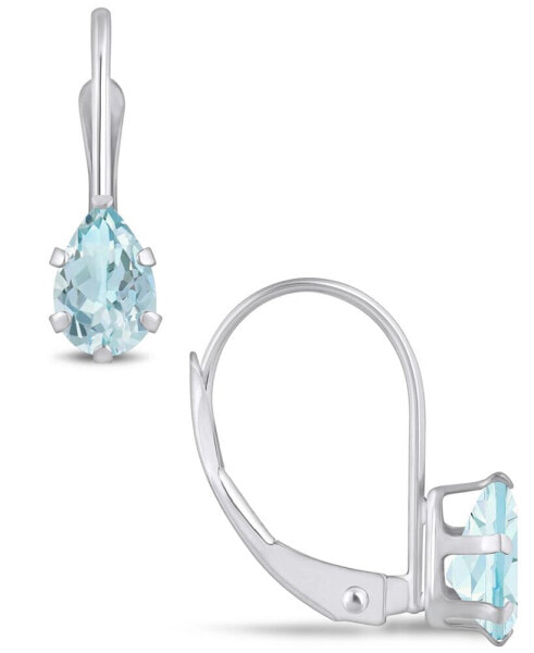 Aquamarine (3/4 Ct. T.W.) Leverback Earrings in 10K Yellow Gold or White Gold